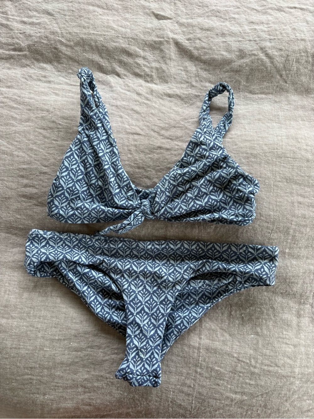 Midori Blue Patterned Triangle Bikini Set